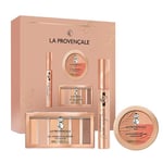 La Provencale - Coffret Cadeau Maquillage L'Instant Doré - 3 Produits - La Poudre Éclat, La Palette Instant Doré et Le Mascara Courbe Magistrale - Enrichis en Huile d'Olive BIO et Pigments Minéraux