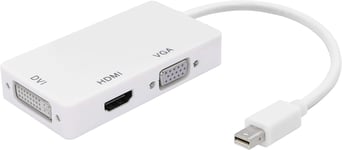 Adaptateur Mini DP 3-en-1 vers HDMI, DVI, VGA Convertisseur Mini Displayport 1.2 4K, Ports Thunderbolt et Thunderbolt 2 compatibles pour MacBook, PC, projecteur, Surface Pro.[V609]