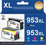 953XL 953 XL Remanufacturé Cartouche d'encre pour Cartouche HP 953 XL Compatible pour HP OfficPro 8720 8730 7740 7720 7730 8210 8718 8710 8725 8715 8728 8218 8719 8740 (Pack de 4)