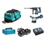 Kit Makita Dlx2256tj1 Dhr243+dga513+ 3 Bl1850+dc18rc