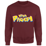Rare Embroidered Viva Piñata Logo Sweatshirt - Burgundy - L