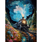 Train Ride to Imagination Land Conceptual Art Oil Painting Dream Journey Railroad Unframed Wall Art Print Poster Home Decor Premium