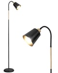 Anten Lampadaire Orientable VILI | Lampadaire Liseuse E27 Max.60W Pour Salon Chambre | Lampe Sur Pied Rétro Industriel En Métal | H159m, Noir (sans ampoule)