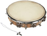 FUZEAU - 590 - Tambourin en bois avec peau naturelle - Ø 25 cm + 18 cymbalettes - Authenticité du son garantie - Dès 3 ans