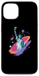 Coque pour iPhone 13 Statue de la Liberté USA tenant une torche flamboyante avec des plantes