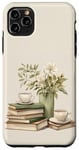 Coque pour iPhone 11 Pro Max Aquarelle Sauge Green Flower Books And Coffee