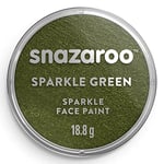 Snazaroo Sparkle Face and Body Paint for Kids and Adults, Sparkle Green Colour, Water Based, Easily Washable, Non-Toxic, Makeup, Body Painting for Parties, for Ages 3+