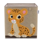 Lifeney 833370 Boîte de rangement tigre, Coffre à jouet, compatible avec l'étagère IKEA KALLAX, Feutre, Polyester, Brun, Coloré, 33 x 33 x 33 cm