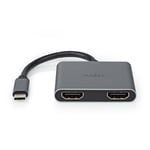 Nedis USB Multi-Port Adapter | USB 3.2 Gen 1 | USB-C™ Hann | 2x HDMI™ | 0.10 m | Rund | Nikkel belagt | PVC | Sort | Konvolutt