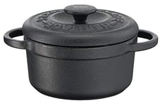 Tefal Pierre GAGNAIRE Heritage Set 4 Mini cocottes Fonte d'acier Rondes 10 cm / 0,3L Induction E223S404, Noir