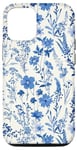 iPhone 15 Pro Blue and White Toile French Wildflower Floral Botanical Case