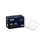 De'Longhi DLSC320 Ensemble de verres à café long américain, tasse résistante en verre borosilicaté, confortable à tenir, lavable au lave-vaisselle, capacité 250 ml,