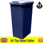 Navy Blue Kitchen Bin Rectangle Touch Swing and Lift Bin for Waste Recycling 45L