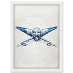 Blueprint Diagram X Wing Fighter Fantasy Fan Art Artwork Framed Wall Art Print A4