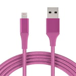 1M Kabel Lightning iPhone Laddare Nylon Quick Charge Rosa