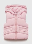 Mango Kids' Roche Hooded Puffer Gilet, Light Pastel Pink