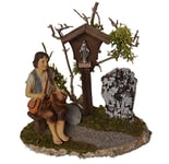 Alfred Kolbe Krippen AM 15 Figurine de crèche de Noël représentant Un Berger Assis sur Un Banc Devant Une Statue de la Vierge 14 x 9,5 x 13 cm Compatible avec des Figurines de 10-11 cm