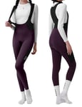 INBIKE Salopette de cyclisme pour femme d'hiver, pantalon de vélo de route avec fond de pantalon de cyclisme avec bretelles coupe-vent en molleton, salopette thermique avec poches pour VTT, anti-choc