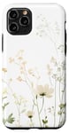 Coque pour iPhone 11 Pro Vert olive Boho botanique fleurs sauvages plantes fleur