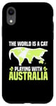 Coque pour iPhone XR Le monde est un chat qui joue avec l'Australie World Map Traveler