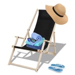 Tolletour - Chaise longue de plage en bois Chilienne Chaise longue de plage Chaise de camping Chaise longue pliable