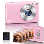 Digital Camera, 1080P FHD 44MP Kids Digital Camera (No memory card), Rechargeable Compact Camera with 16X Digital Zoom Camera for Kids, Boys Girls, Adult,Teenagers, Students, Beginners (Pink)