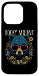 Coque pour iPhone 14 Pro Rocky Mount NC Fun Ours portant des lunettes Motif fleurs