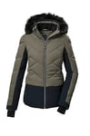 killtec Femme Veste de ski matelassée/fonctionnelle avec capuche amovible et jupe pare-neige KSW 102 WMN SKI QLTD JCKT, camel, 36, 42039-000