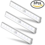 Lot de 3PCS 10LED Lumière Armoire sans Fil avec Détecteur de Mouvement pour Placard, Armoire, Escalier, Penderie, Couloir, Cabinet