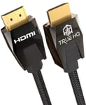 4K HDMI Cable 2M Premium Certified True HQ | High Speed 18Gbps Braided HDMI 2.0 Lead | 4K@60Hz, UHD 2160p, 1440P 144Hz, HD 1080p 240Hz, 3D, HDR, HDCP 2.2, ARC, Ethernet | Fire TV HDTV SKY PS4 XBOX
