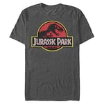 Jurassic Park Men's Classic Movie Logo T-Shirt, Charcoal Heather, XXL