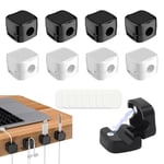 Lot De 8 Supports De Câbles, Autocollants, Réglables, Gestion Des Câbles, Magnétiques, Clips De Câbles Pour Bureau, Câble De Charge Usb, Table De Chevet, Hdmi, Câble Audio (Blanc Et Noir)