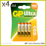 4 x AAA GP Ultra Alkaline Batteries LR03 24AU High Performance Longest EXP UK