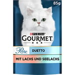 Gourmet PURINA Gourmet Perle Duetto Nourriture Humide pour Chat avec Saumon et Saumon 26 x 85 g