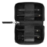 ZWILLING Manucure kit (4 pièces, fermeture à bouton-pression en cuir véritable, set de voyage, avec coupe-ongles et coupe-cuticules), Premium, Black Edition