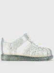 Igor Tobby Gloss Glitter Flower Jelly Sandal - White, White, Size 3 Younger