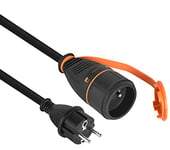 Electraline 01760 Rallonge Prolongateur IP44 5M en Caoutchouc H07RN-F 3G2.5mm Femelle Français Electralock équipée d'un système de Verrouillage Qui empêche la déconnexione fiche-Prise, Noir