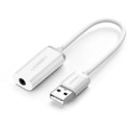 Ugreen USB-A (han) til 3,5 mm AUX (hun) adapter - hvid