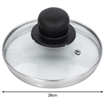 UNIVERSAL Glass Lid Large Wok Slow Cooker Cookware Circular Knob + Handle 28cm