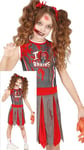 FIESTAS GUIRCA Déguisement de pom-pom girl zombie pour filles – Uniforme de pom-pom girl rouge et gris – Costumes d'Halloween pour filles de 10 à 12 ans