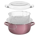 Telo Pink Chip Pan Deep Fat Fryer Cooking Fries Pot Frying Basket Non-Stick