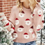 Damtröja i stickad jultröja med fult julmotiv Pink Children's Clothing 110