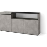 Buffet salon et cuisine, Meuble de Rangement, Commode, 150x75x35cm, 3 Portes, Meuble chaussure, Style moderne, Ciment - Skraut Home