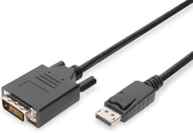 Displayport Adapter Cable, Dp - Dvi (24+1) M/M, 5.0M, W/Interlock, Dp 1.1A Compatible, Ce, Noir