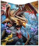 Nemesis Now Anne Stokes Couvre-lit Motif Dragon Bleu 160 cm