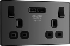 BG Electrical Evolve Double Switched Power Socket with 2 USB Charging Ports (3.1A)