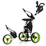 Foldable 3 Wheels Golf Push Pull Cart 4 Height Positions Golf Push Trolley