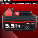 M18 For Milwaukee M18 M18B5 5.5Ah 18V Li-ion Battery Pack 48-11-1860 48-11-1850