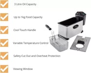 SD6040N 3 Litre Stainless Steel Deep Fat Fryer with Viewing Window and Safety C