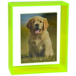 Gelite Cadre photo flottant en acrylique translucide et coloré pour bureau, montage mural, table - Vert fluo - 10,2 x 15,2 cm